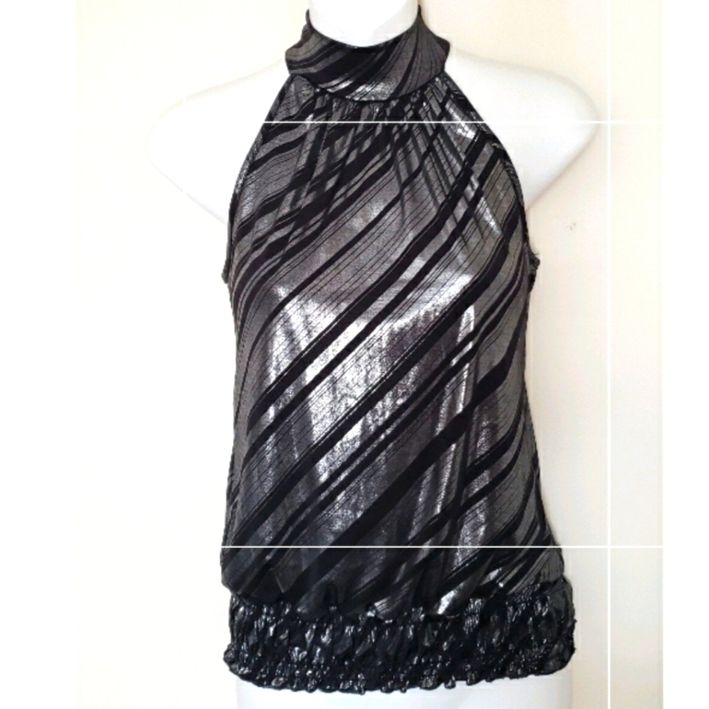 Metallic silver and black blouse